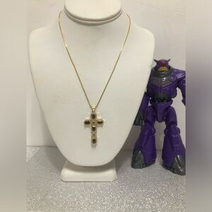 CROSS AMETHYST STAINLESS STEEL NECKLACE